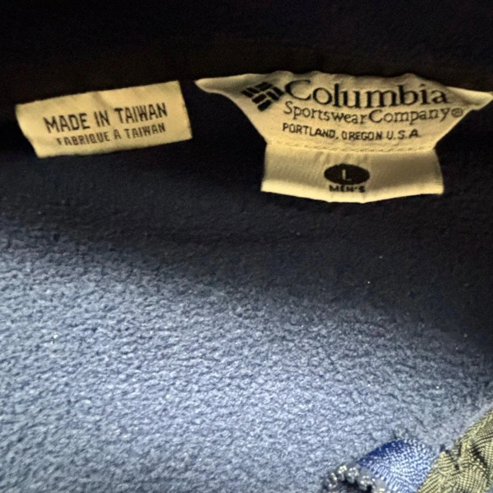 Vintage Columbia Mens Navy Blue Fleece Quarter Zip Pullover Sweater Large L
